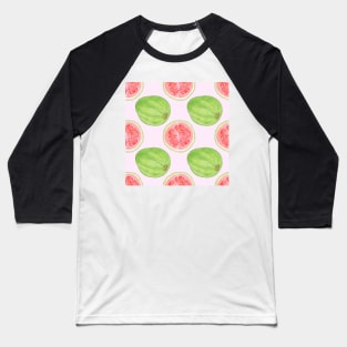 Bright watercolor tropical fruit pattern, guavas Baseball T-Shirt